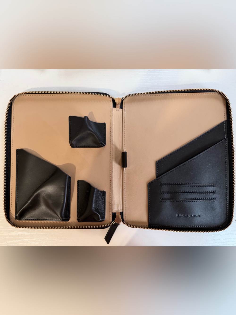 Mark & Graham Two-Tone Essential Tech Folio — Black & Tan